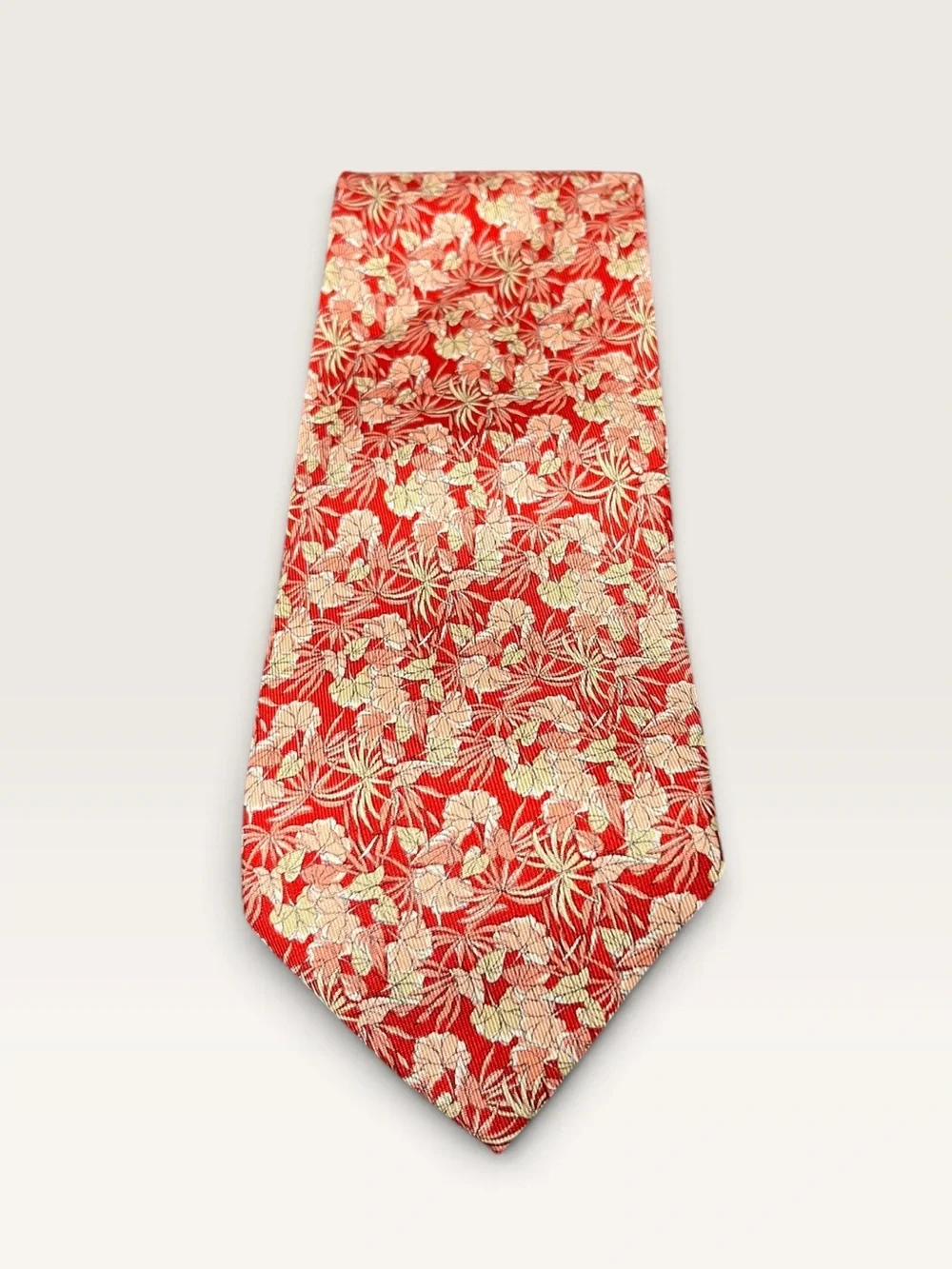 Salvatore Ferragamo Red Floral Silk Tie with Cream Accents